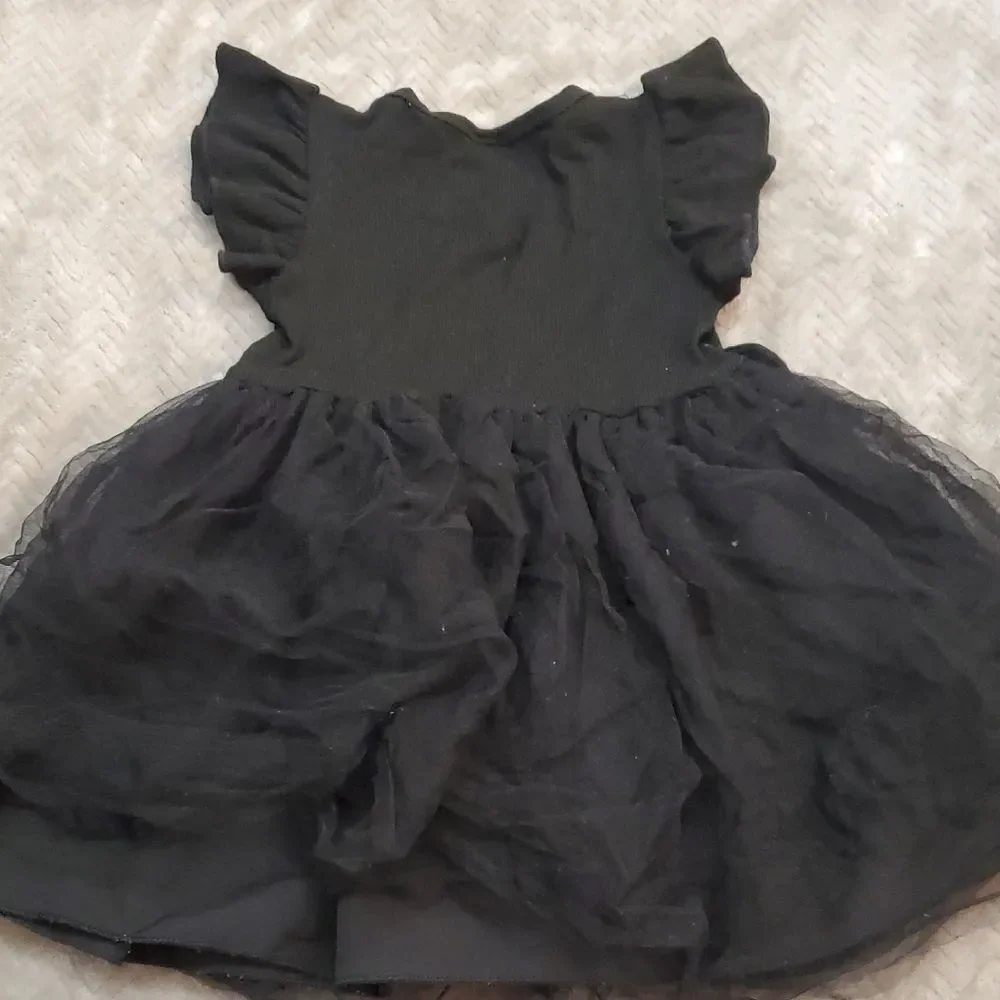 Classic Black Ribbed Toddler Dress Baby 18-24 Months